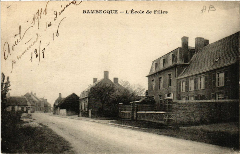 Carte postale ancienne Bambeque - L'Ecole de Filles