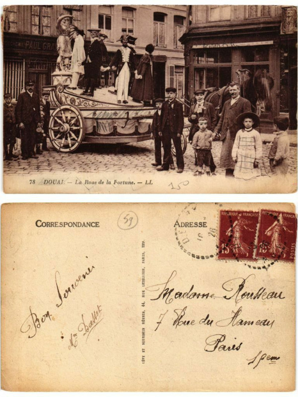 Carte postale ancienne Douai La Roue de la Fortune à Douai