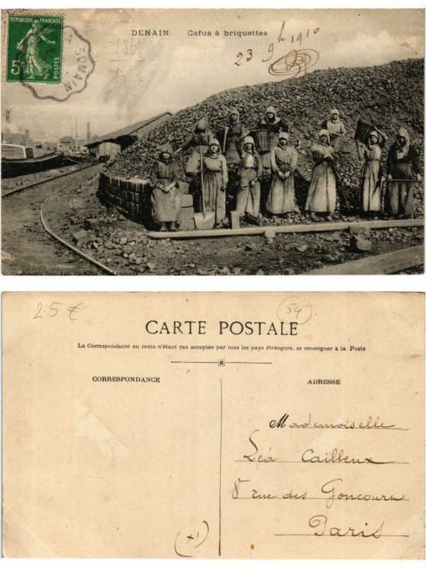 Carte postale ancienne Denain Cafus a briquettes à Denain