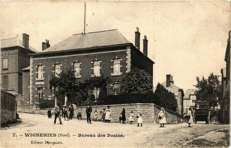 Carte postale ancienne Wignehies - Bureau des Postes à Wignehies