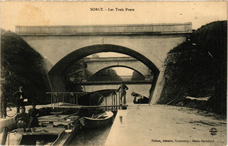 Carte postale ancienne Sorcy - Les Trois Ponts