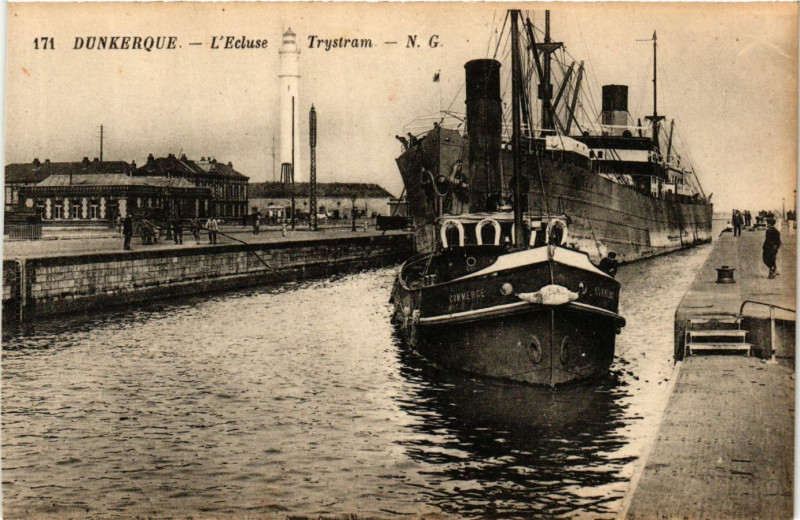 Carte postale ancienne Dunkerque - L'Ecluse Trystram à Dunkerque