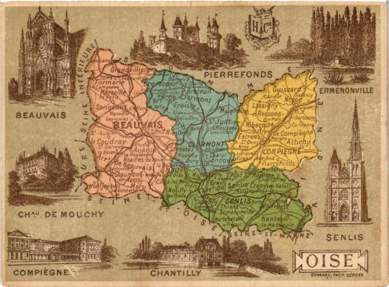 Carte postale ancienne Dep. de l'Oise