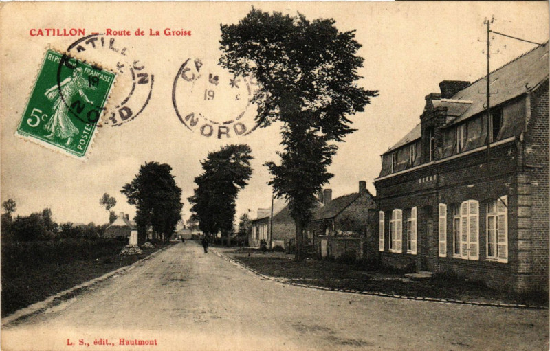 Carte postale ancienne Catillon - Route de La Groise à La Groise