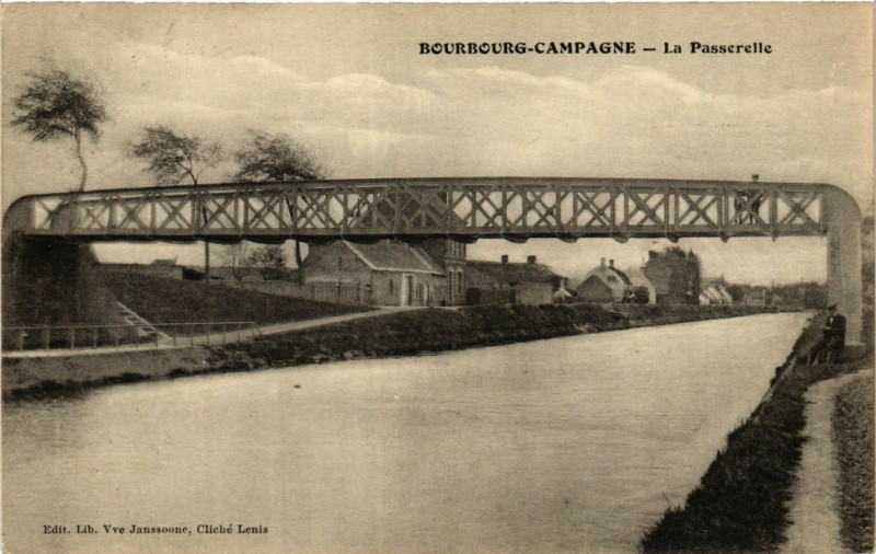 Carte postale ancienne Bourbourg-Campagne - La Passerelle à Bourbourg