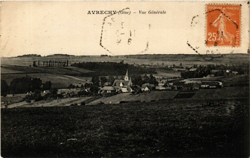 Carte postale ancienne Avrechy - Vue générale