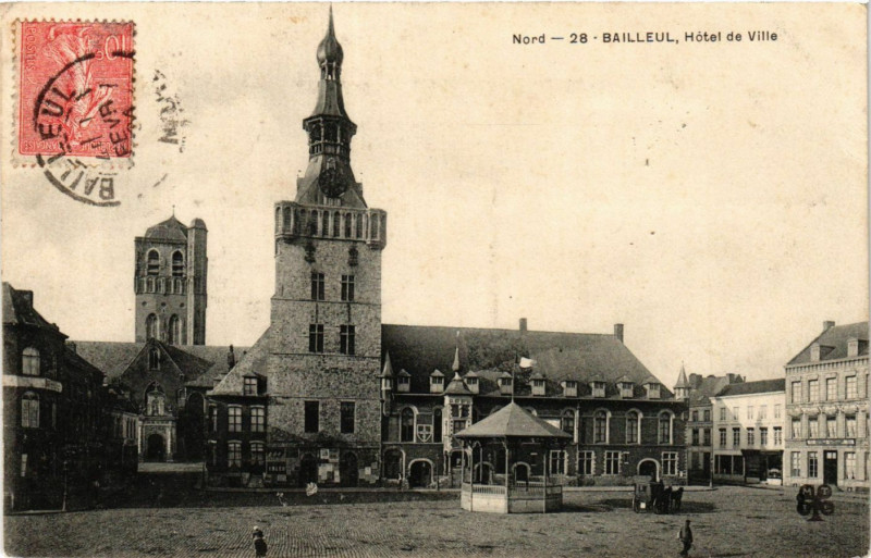 Carte postale ancienne Bailleul Hotel de Ville à Bailleul