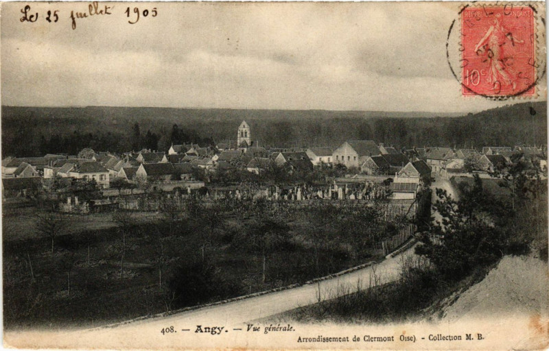 Carte postale ancienne Angy - Vue générale