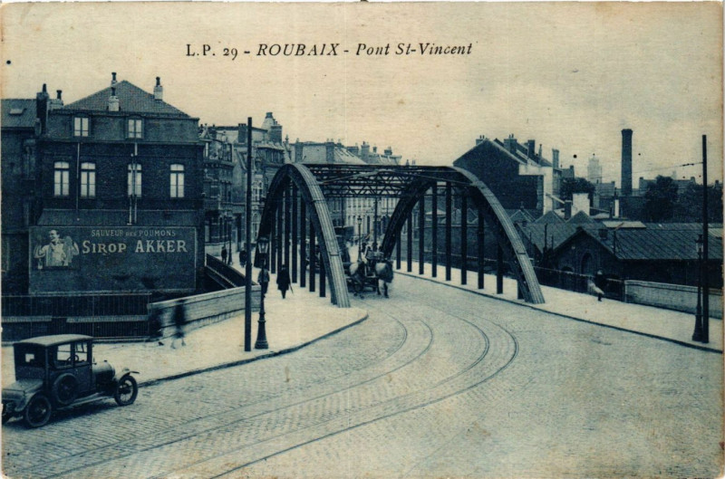 Carte postale ancienne Roubaix-Pont Saint-Vincent à Roubaix