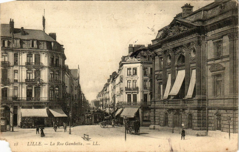 Carte postale ancienne Lille-La Rue Gambetta à Lille