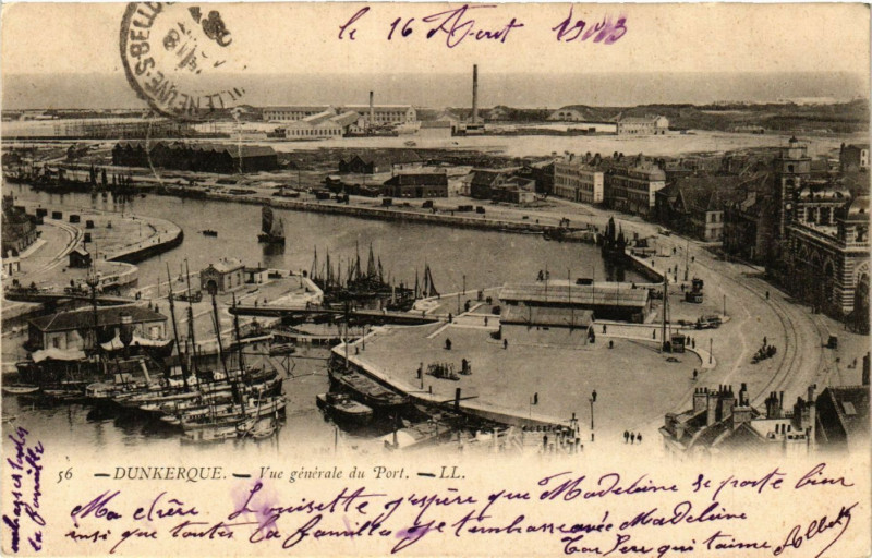 Carte postale ancienne Dunkerque-Vue générale du Port à Dunkerque