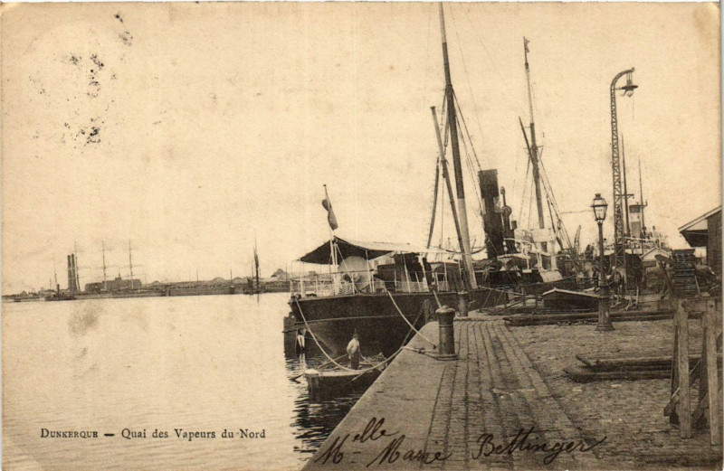 Carte postale ancienne Dunkerque-Quai des Vapeurs du Nord à Dunkerque
