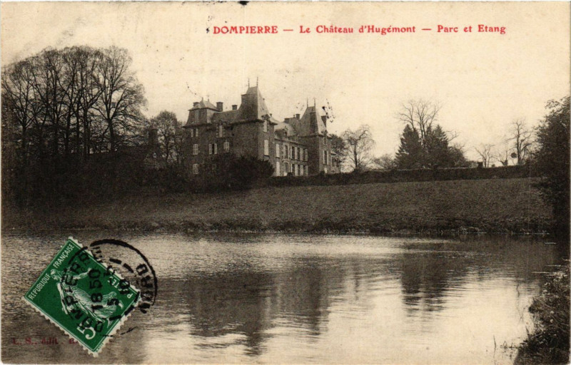 Carte postale ancienne Dompierre-Le Chateau d'Hugemont Parc et Etang à Erre