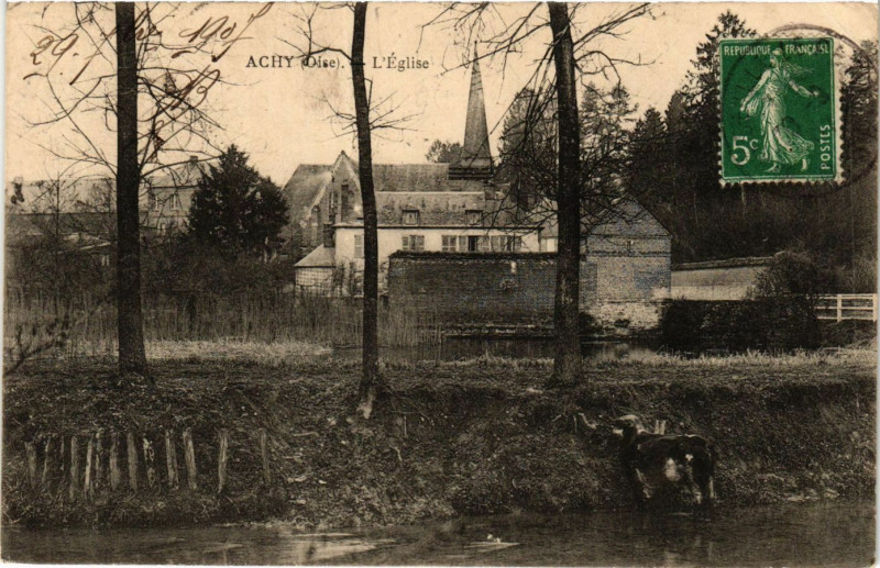 Carte postale ancienne Achy - L'Eglise
