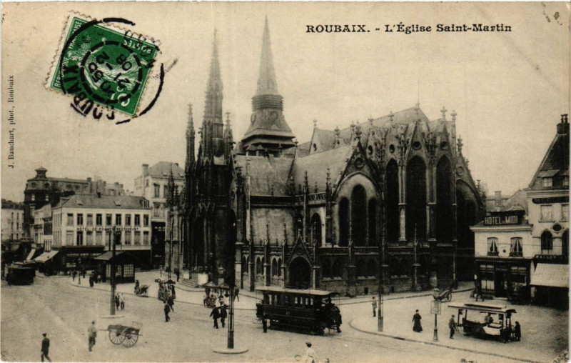 Carte postale ancienne Roubaix-L'Eglise Saint-Martin à Roubaix