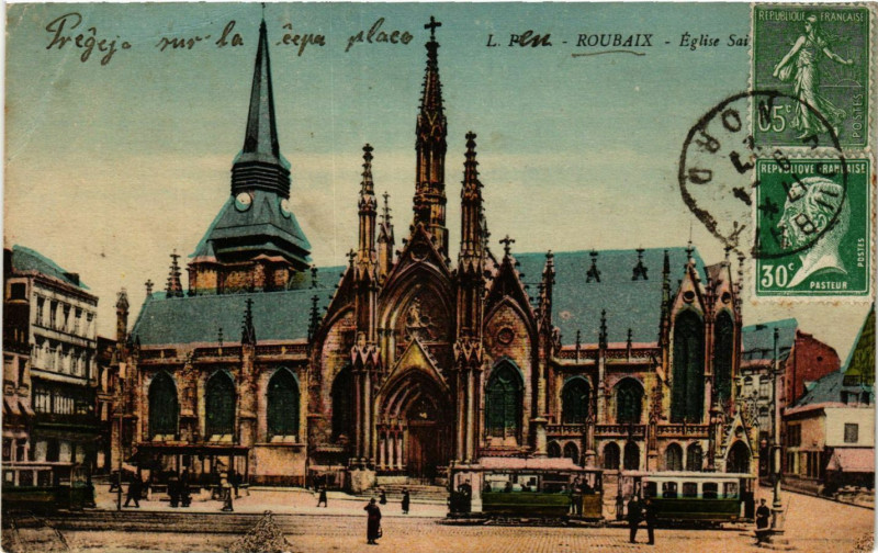 Carte postale ancienne Roubaix-Eglise à Roubaix