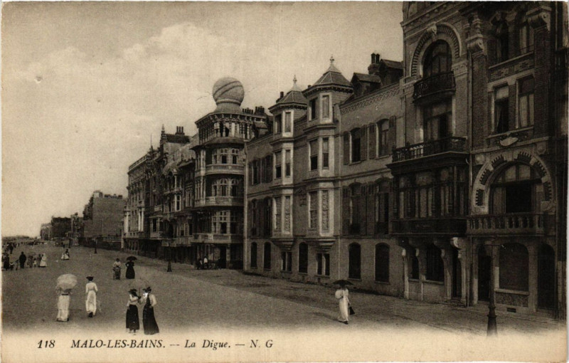 Carte postale ancienne Malo-les-Bains-La Digue