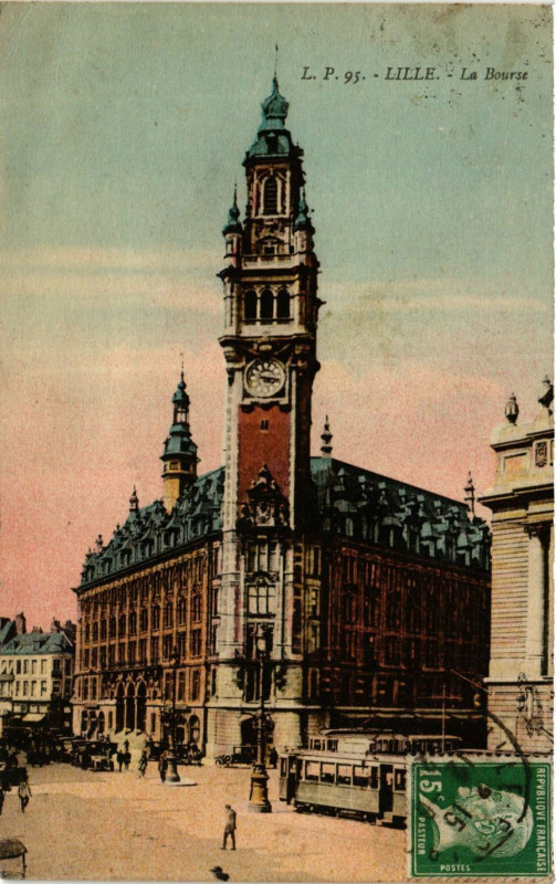 Carte postale ancienne Lille-La Bourse à Lille