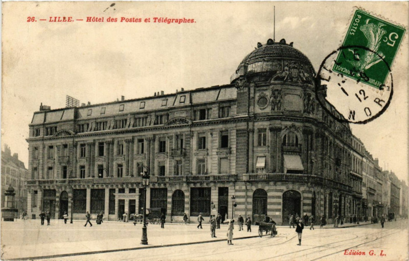 Carte postale ancienne Lille-Hotel des Postes et Telegraphes à Lille