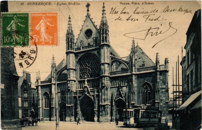 Carte postale ancienne Dunkerque-Eglise Saint-Eloi à Dunkerque