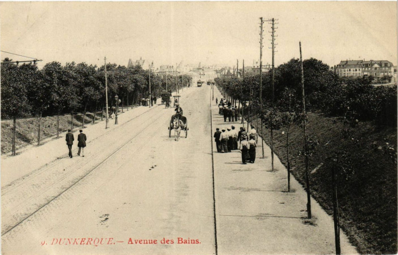 Carte postale ancienne Dunkerque-Avenue des Bains à Dunkerque