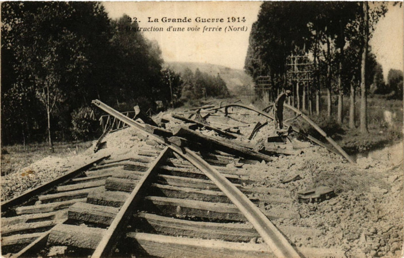 Carte postale ancienne Destruction d'une voie ferrée