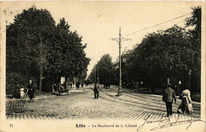 Carte postale ancienne Lille - Le Boulevard de la Liberte à Lille