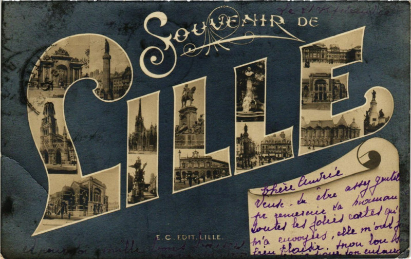 Carte postale ancienne Souvenir de Lille à Lille