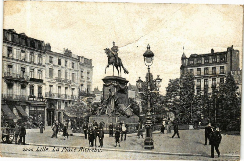 Carte postale ancienne Ed. Aqua 2996 Lille La Place Richebe à Lille