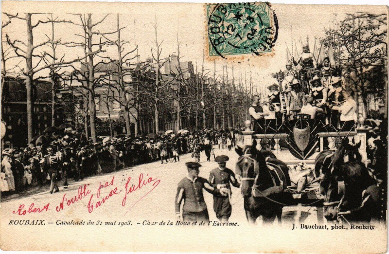 Carte postale ancienne Roubaix - Cavalcade du 31 mai 1903 à Roubaix