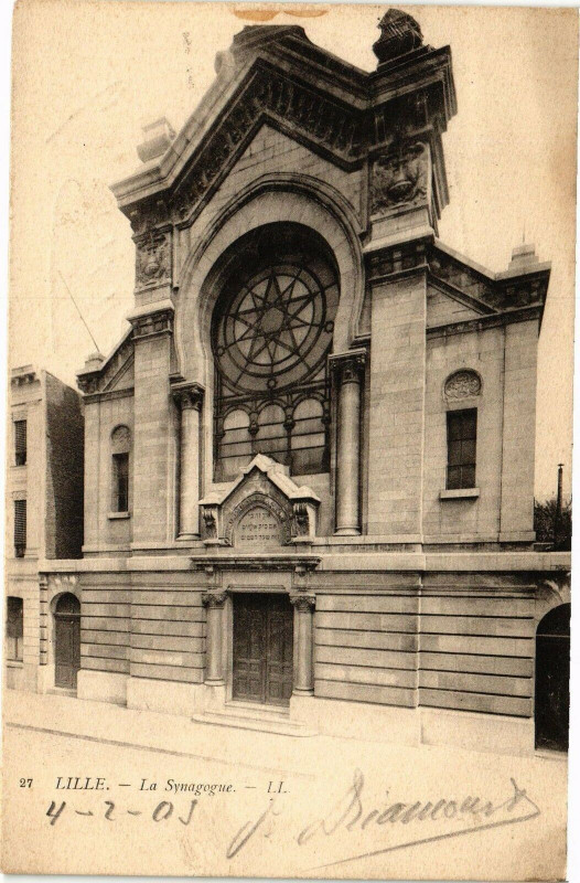 Carte postale ancienne Lille - La Synagogue à Lille