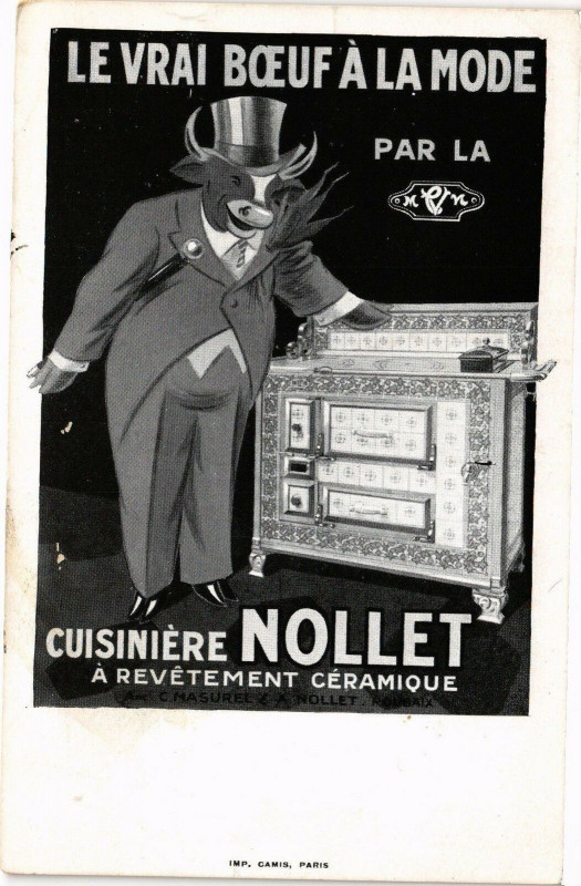 Carte postale ancienne Le vrai boeuf a la mode cuisiniere nollet