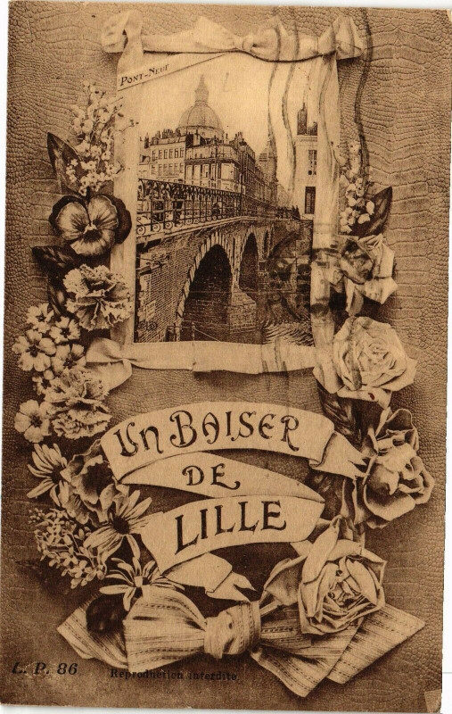 Carte postale ancienne Un Baiser de Lille à Lille