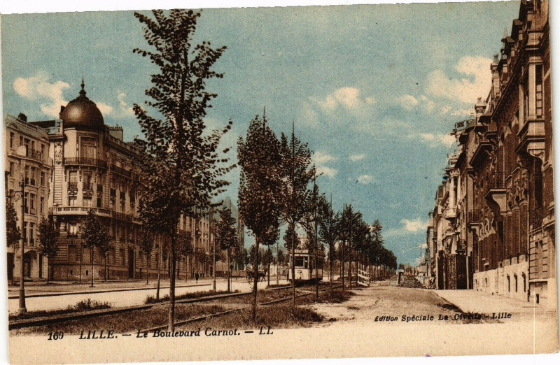 Carte postale ancienne Lille-Le Boulevard Carnot à Lille