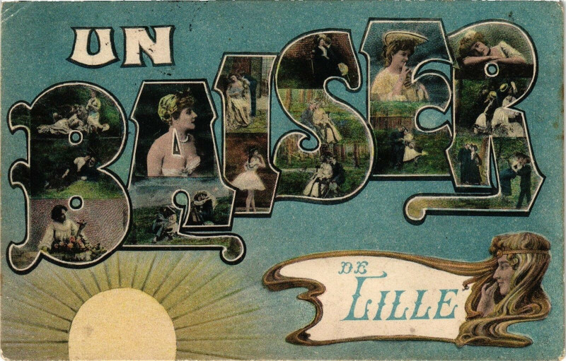 Carte postale ancienne Un Baiser de Lille à Lille