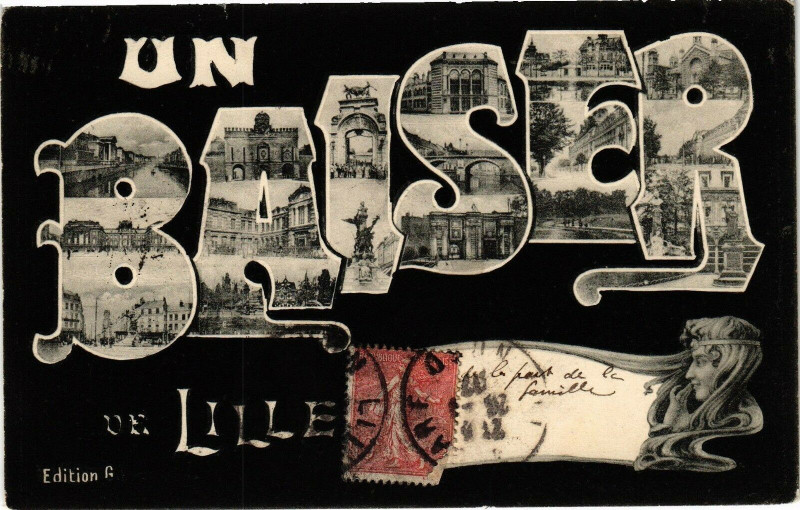Carte postale ancienne Un Baiser de Lille à Lille