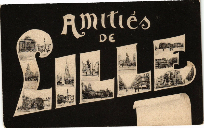 Carte postale ancienne Amitiés de Lille à Lille