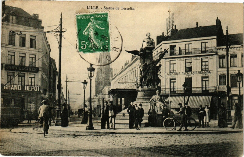 Carte postale ancienne Lille-Statue de Testelin à Lille