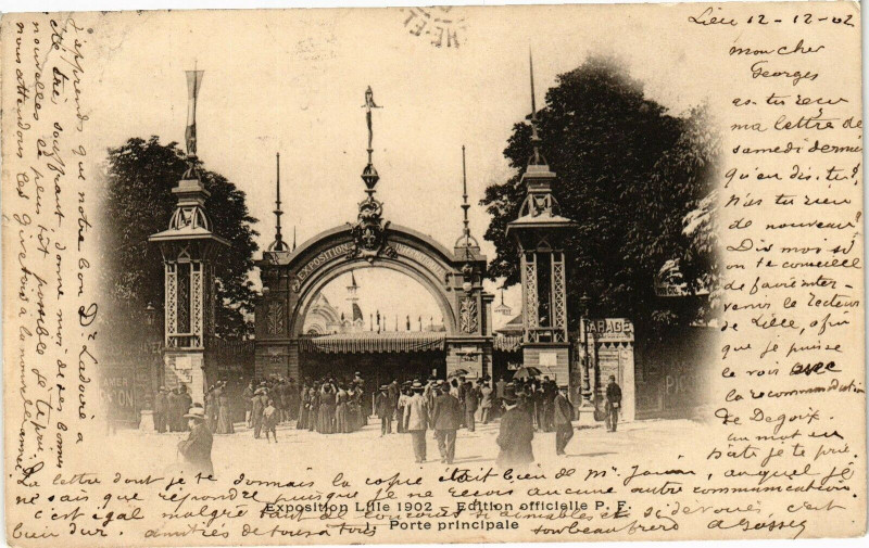 Carte postale ancienne Lille-Porte principale à Lille