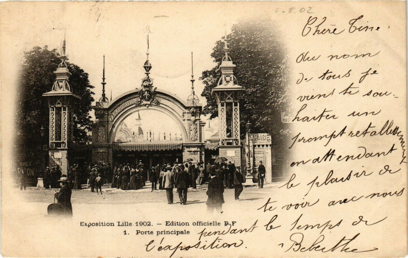 Carte postale ancienne Lille-Porte principale à Lille