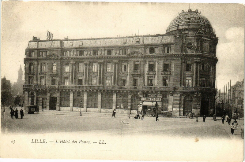Carte postale ancienne Lille-L'Hotel des Postes à Lille