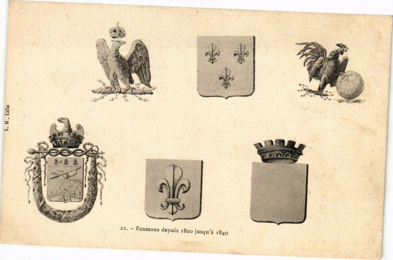 Carte postale ancienne Ecusson depuis 1800 jusqu'a 1840
