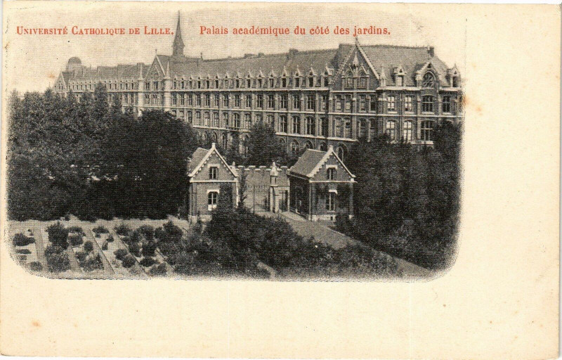 Carte postale ancienne Universite catholique de Lille - Palais academique du cote des à Lille