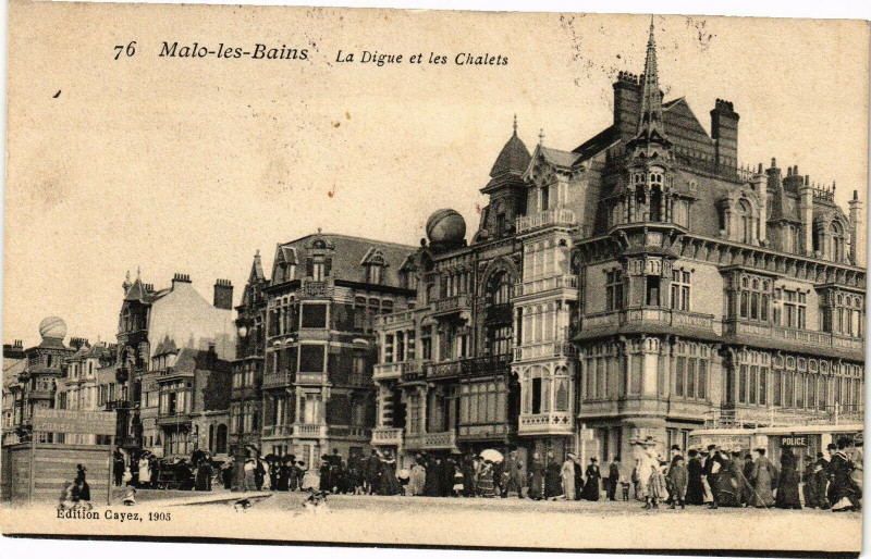 Carte postale ancienne Malo-les-Bains - La digue et les chalets