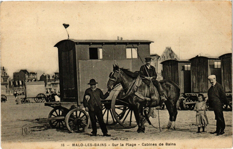 Carte postale ancienne Malo-les-Bains. - Sur la Plage - Cabines de bains