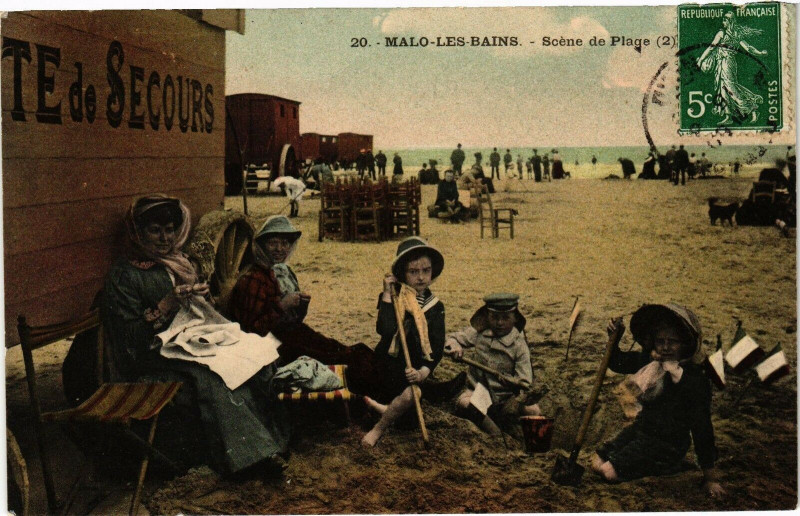 Carte postale ancienne Malo-les-Bains. - Scene de Plage