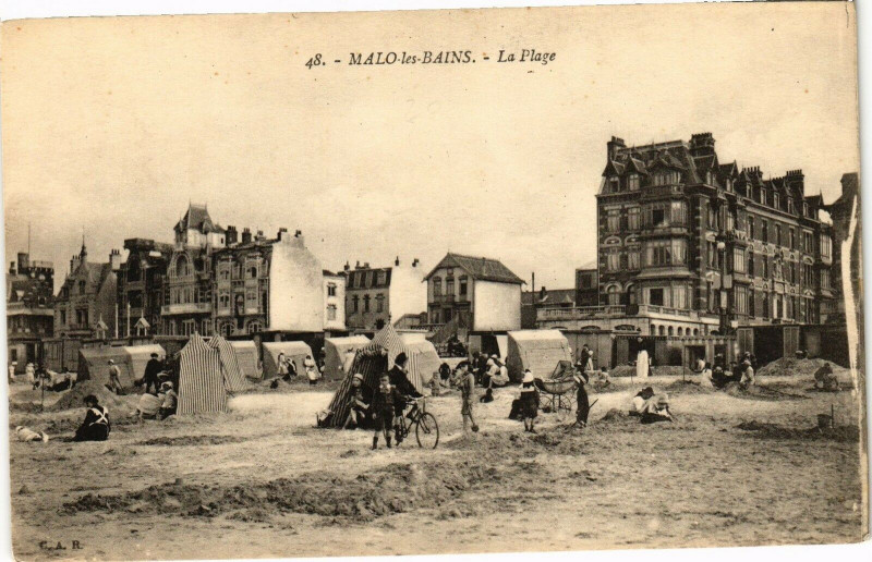 Carte postale ancienne Malo-les-Bains. - La Plage
