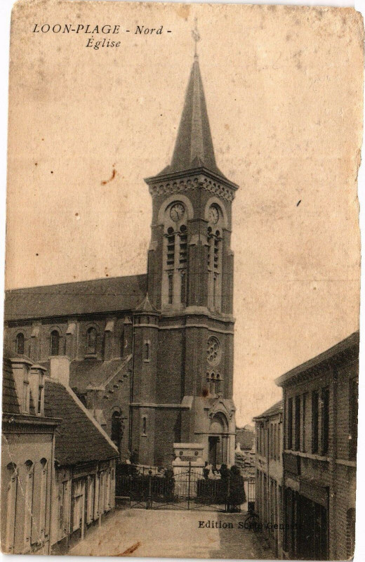 Carte postale ancienne Loon Plage - Eglise à Loon-Plage