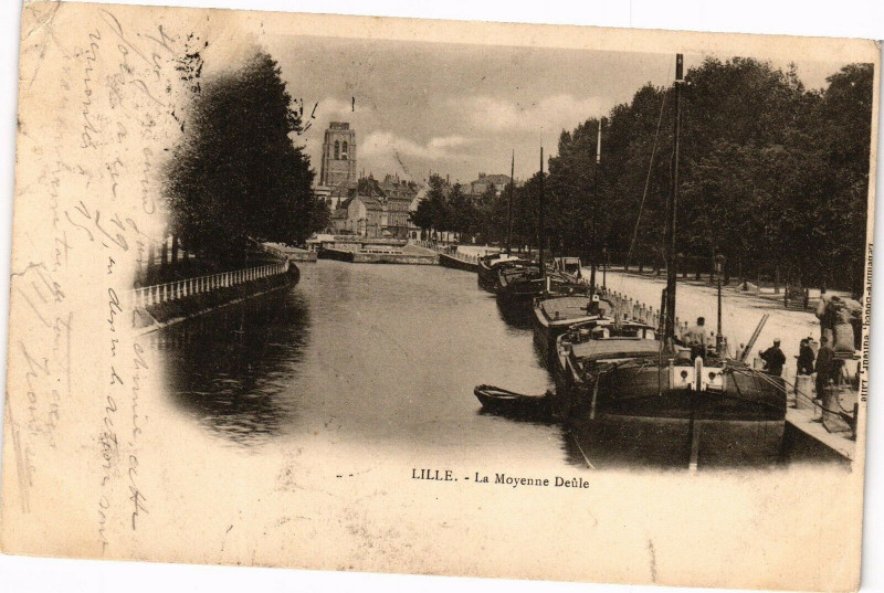Carte postale ancienne Lille - La Moyenne Deule à Lille