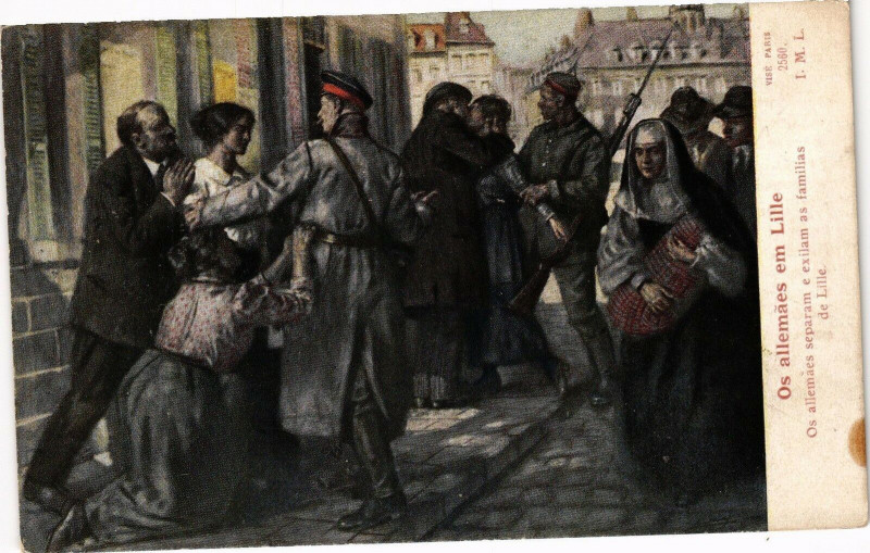 Carte postale ancienne Os allemaes Lille - Os allemaes separam e exilam as familias de à Lille